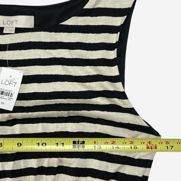 Ann Taylor LOFT Striped Sleeveless Dress Size M Pleated Waist Knee Length NEW - Picture 5 of 10